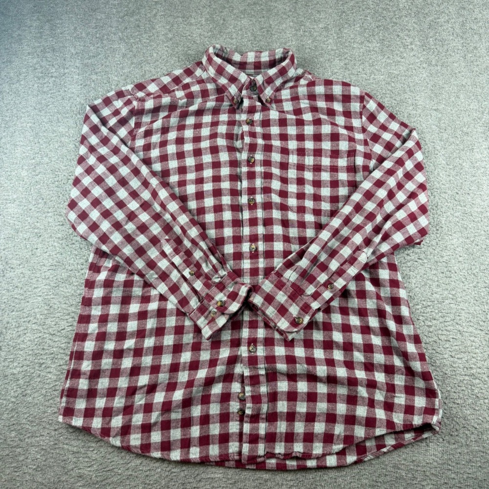 Saddlebred Flannel Shirt Mens L Maroon Grey Disney Princess Graphic Patch Plaid